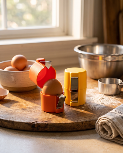 Quiebra Huevos Automático en cocina, contexto de repostería